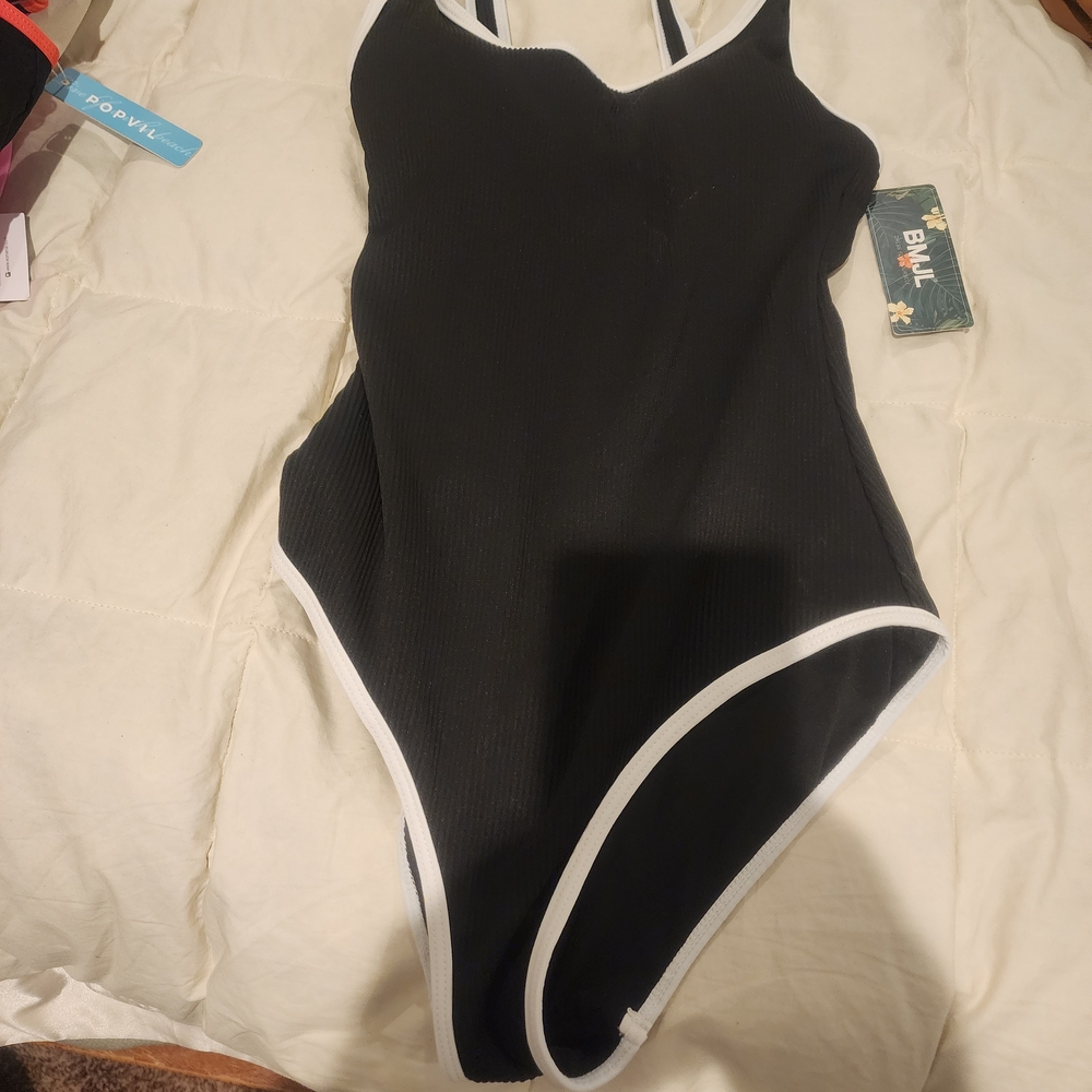 BMJL Black and White  One Piece Swimsuit. Size Sm